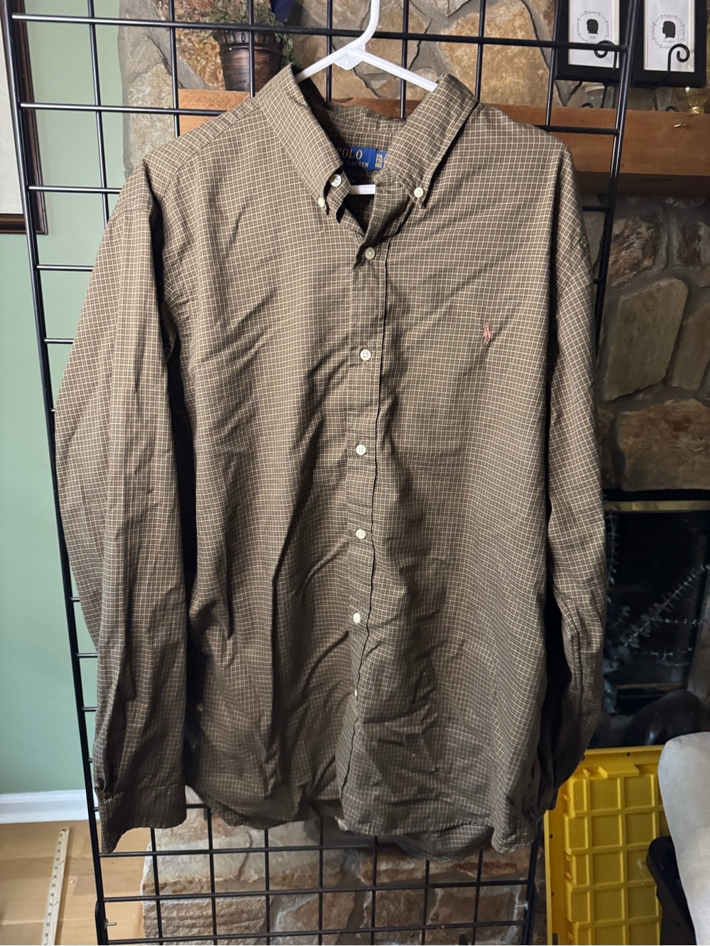 Ralph Lauren Men's Brown Micro-Check Button-Down Shirt